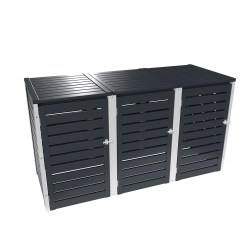 PVC 3er Tonnenboxen aus Kunststoff in Anthrazit - Weiß